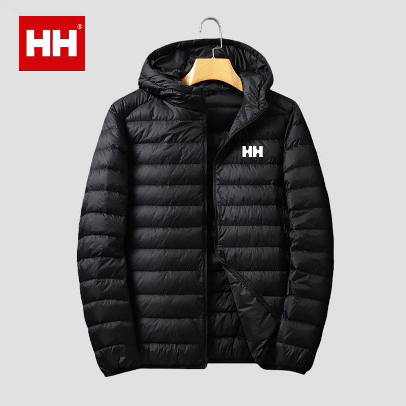 官方正品HH冬季黑色羽绒工作服外套男女款轻薄保暖薄款防寒服冬装