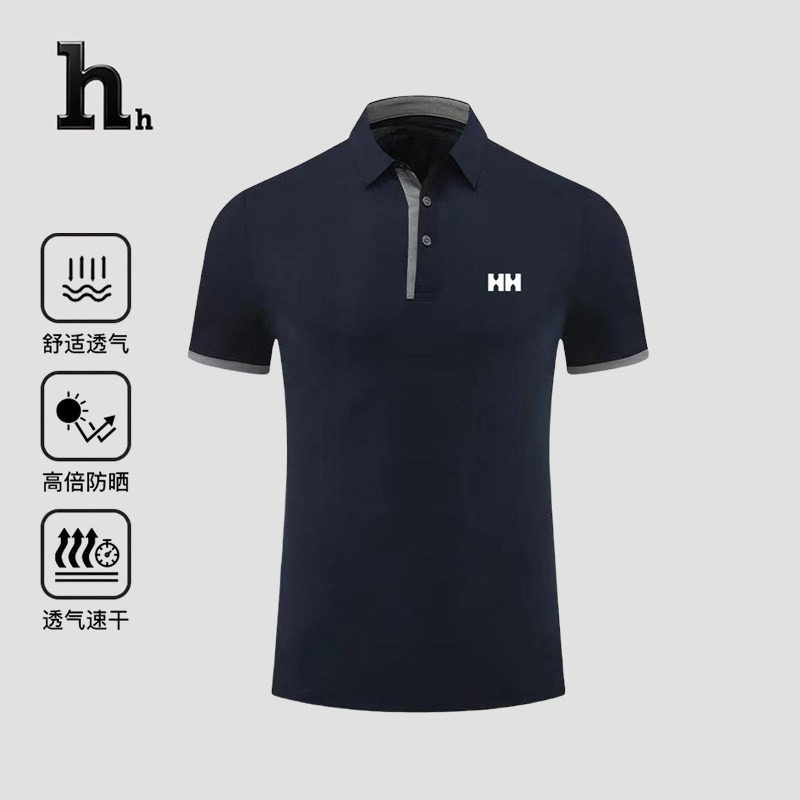 正品HH冰丝短袖t恤男翻领夏季商务休闲透气凉速干衣运动plo衫