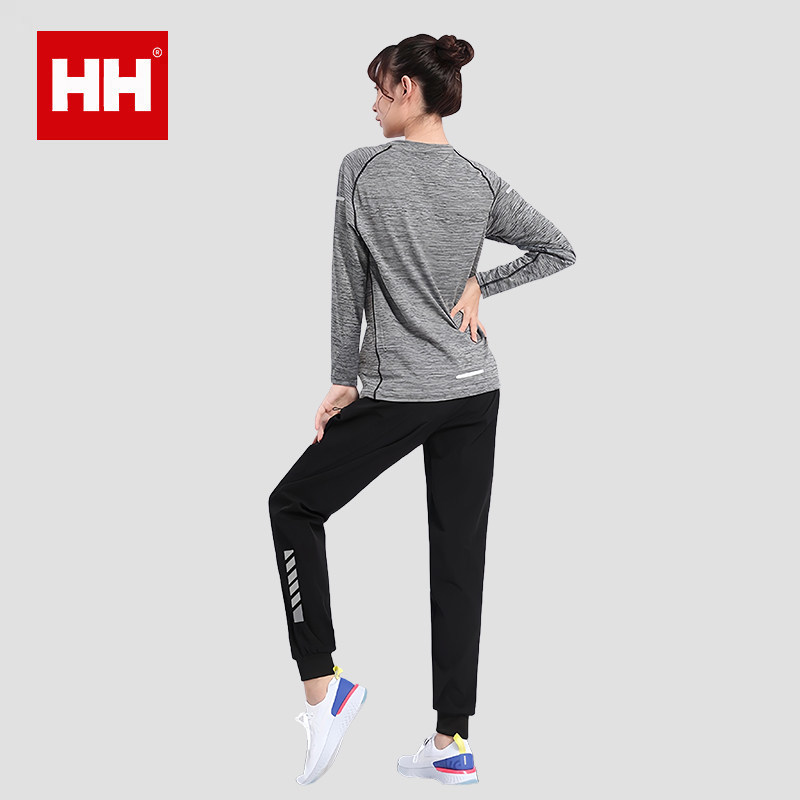 正品HH健身衣女长袖T恤速干训练大码秋季运动宽松跑步服瑜伽