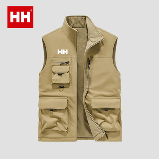 官方正品 背心男加絨加厚防風保暖雙面穿外套 馬甲秋冬季 HH戶外工裝