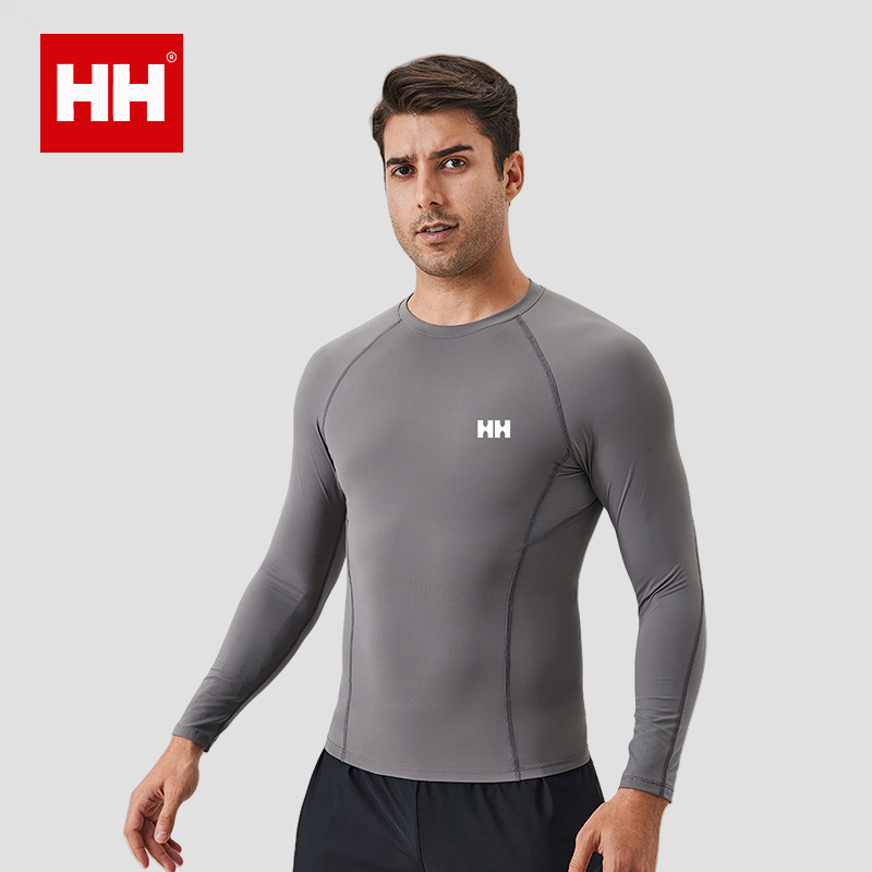 官方正品HH速干T恤运动健身衣防晒长袖速干衣高弹透气吸汗上衣男