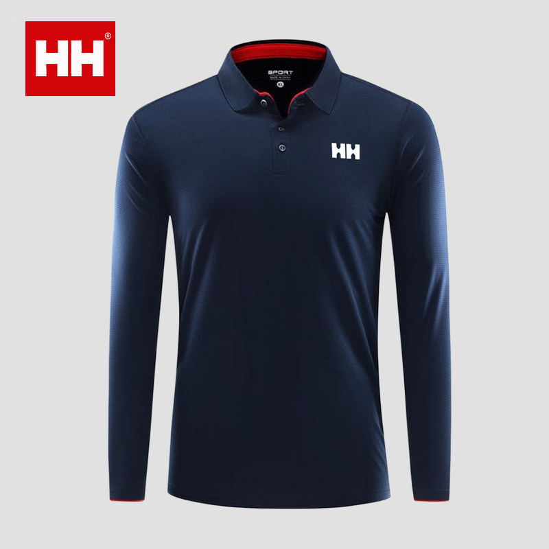 官方正品HH冰丝长袖T恤男士翻领上衣春夏薄款速干透气休闲polo衫