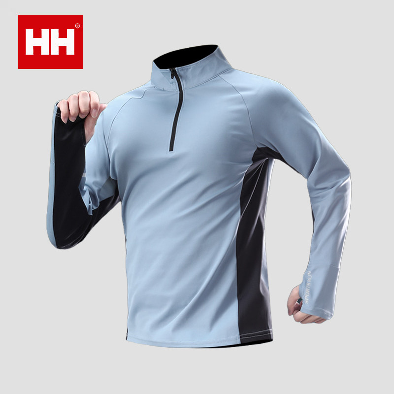官网正品HH速干衣男半拉链跑步训练服体育专业田径运动t恤健身衣