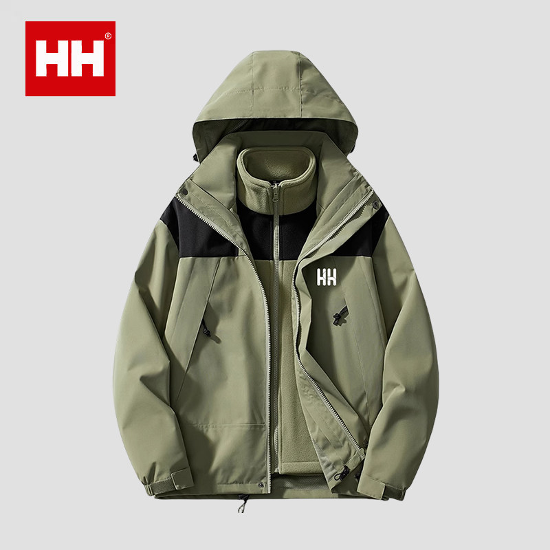 官方正品HH2025新款冲锋衣女春秋冬季户外套三合一可拆卸防水男士