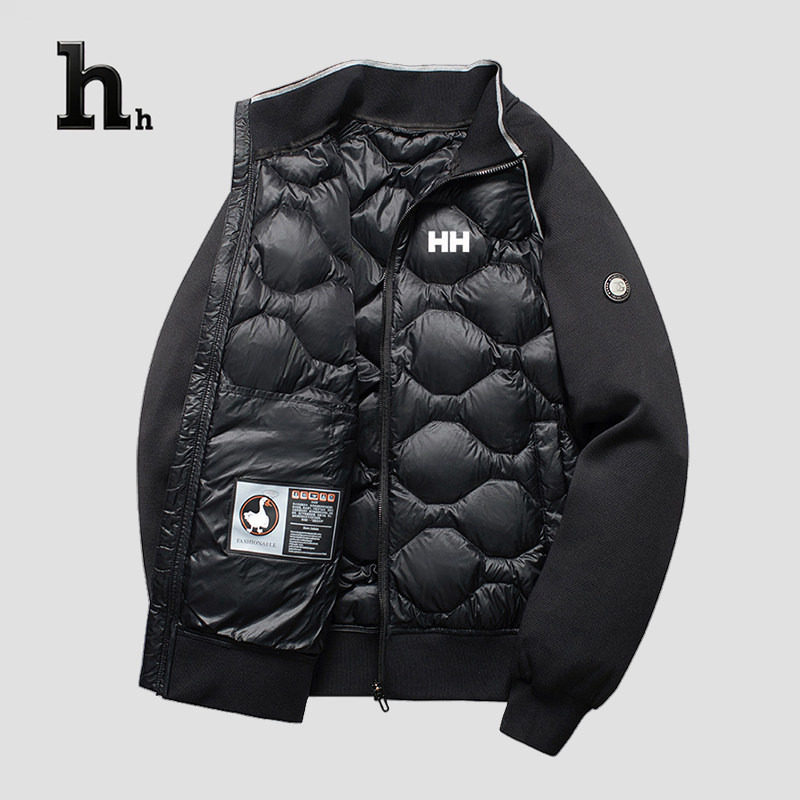 正品HH羽绒服秋冬新款男装立领拉链短款外套保暖薄款夹克上衣