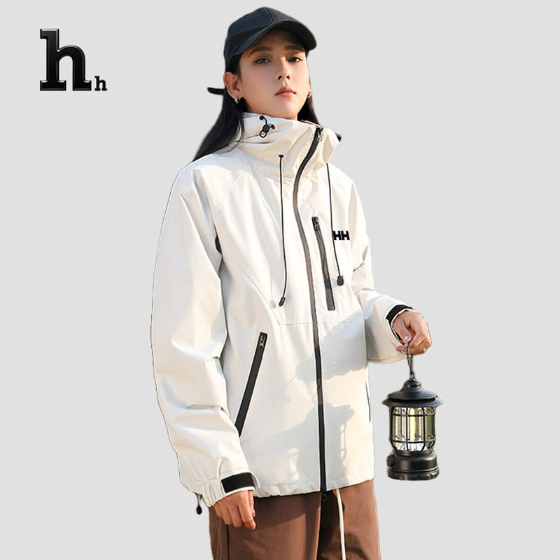 正品HH冲锋衣男女款秋冬防风防水户外运动情侣款连帽夹克外套图片