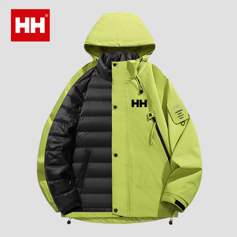 官方正品HH户外三合一冲锋衣男保暖羽绒内胆可拆卸登山三防外套冬
