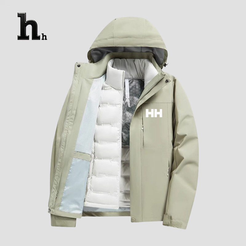 正品HH加厚羽绒服男女冬季新款冲锋衣三合一可拆卸白鸭绒内胆
