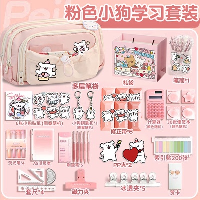 粉色文具套装!~可爱ins风大容量笔袋女生2025超火新款文具盒女孩