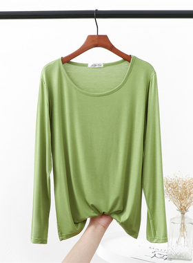 白色长袖t恤女ins潮新款韩版宽松纯棉春秋上衣百搭内搭大码打底衫