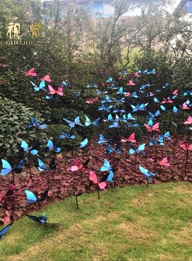 不锈钢小区摆件插件户外园林微景观装饰蝴蝶仿真庭院落地公园动物