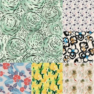 新款女装大牌流行趋势花卉花都枝叶竹子服装家纺印花PSD图案素材