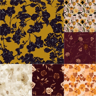 女装大牌流行趋势唯美植物花卉花朵学习资料印花PSD图案素材文件