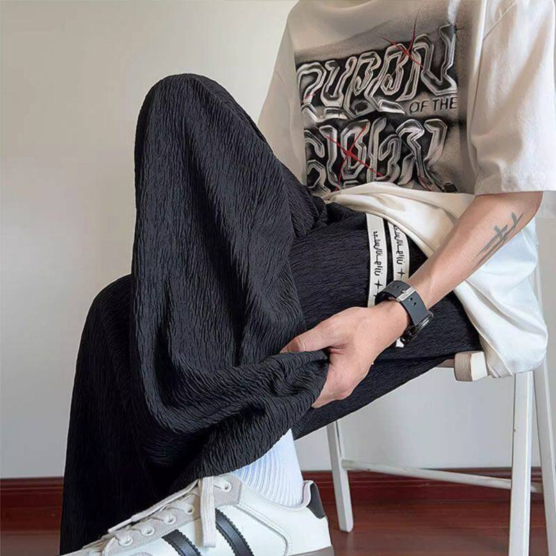 新款冰丝裤子男士夏季薄款直筒宽松工装潮牌男生夏天速干休闲长裤