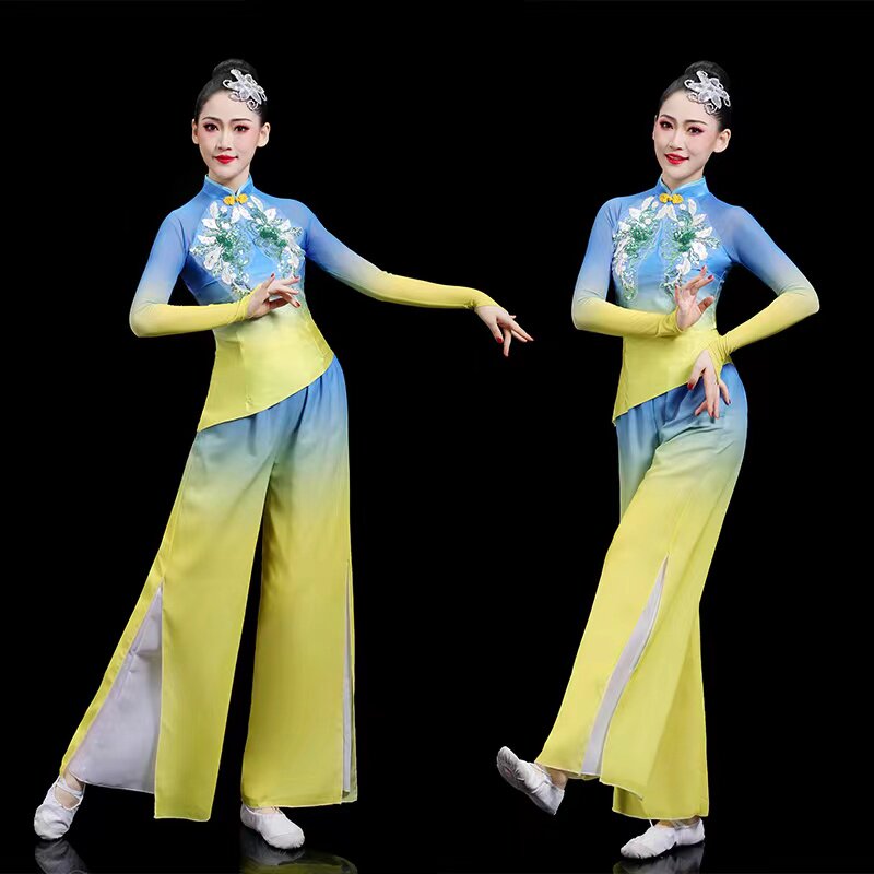秧歌服舞蹈服鼓舞打鼓服优雅中国风古典舞演出服独舞飘逸2023新款