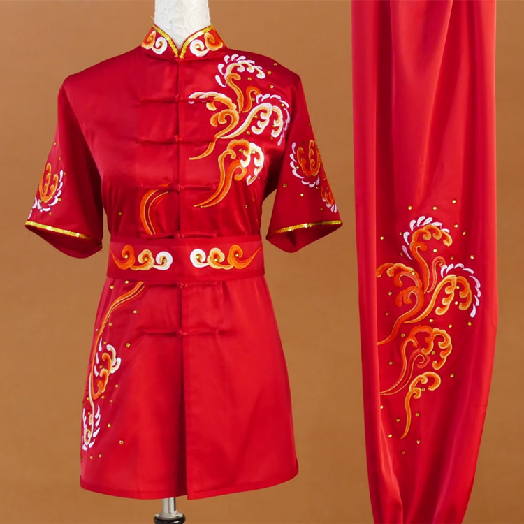 新款武术服刺绣男女长拳南拳服少年儿童团体练功比赛表演服彩甩