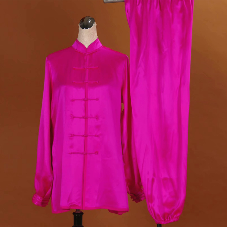 重镑真丝太极服练功服晨练服武术服男女团体演出比赛服表演服订制