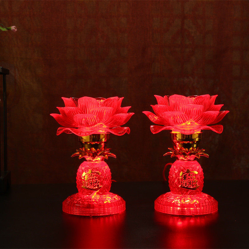 仙家供灯小号红色莲花灯