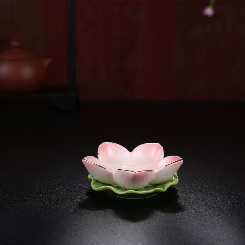 底座陶瓷灯古风禅意烛台蜡烛灯座莲花灯台家用供佛观音摆件荷叶台