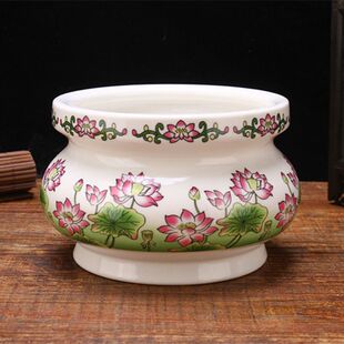 香炉供佛家用陶瓷供奉香炉碗金玉满堂供奉香薰炉心经佛堂香插