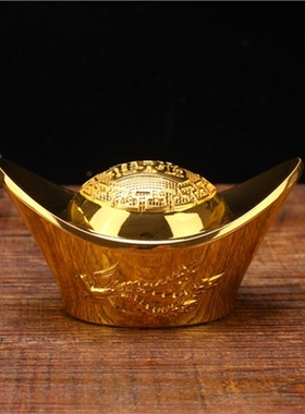 开业摆件仿真仿纯 铜合金元宝大清库银进宝金锭金条盒装