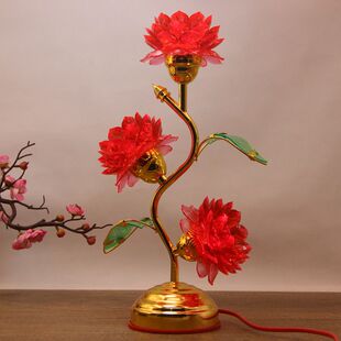 莲花灯新款莲花灯荷花灯佛供灯led七彩佛堂供灯佛台红色财神灯