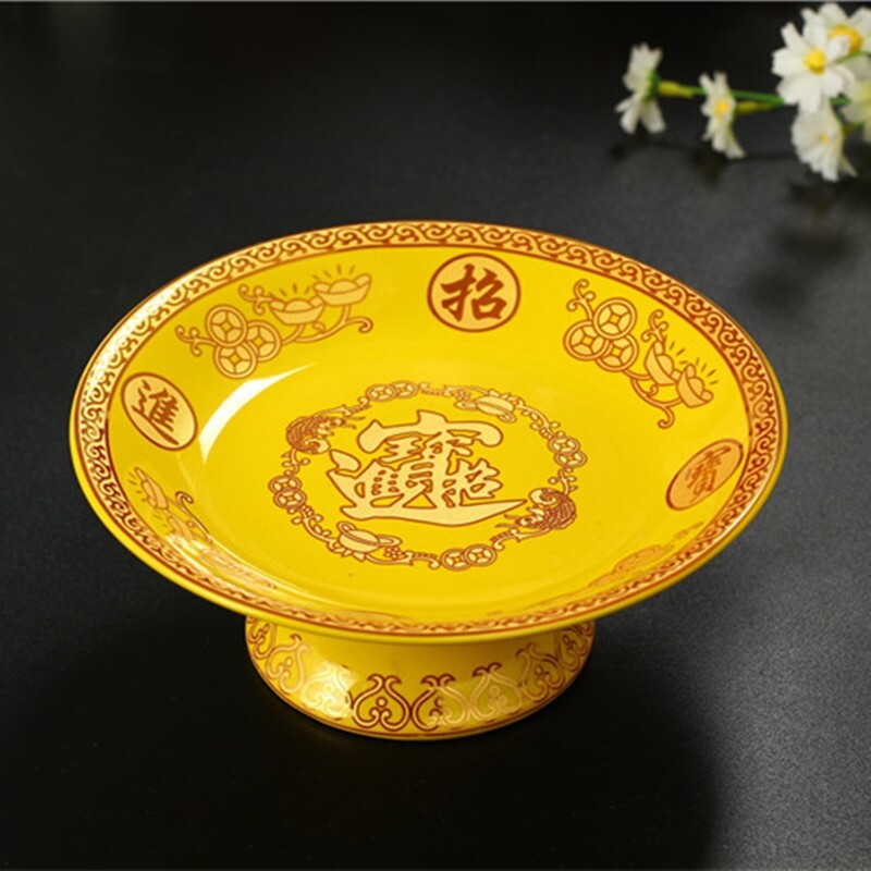 佛堂用品 陶瓷高脚莲花供果盘佛前水果盘菩萨财神供盘6-9寸包邮