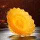 家居水果盘 仿琉璃黄色莲花供盘果碟供果盘 佛堂供佛观音贡盘