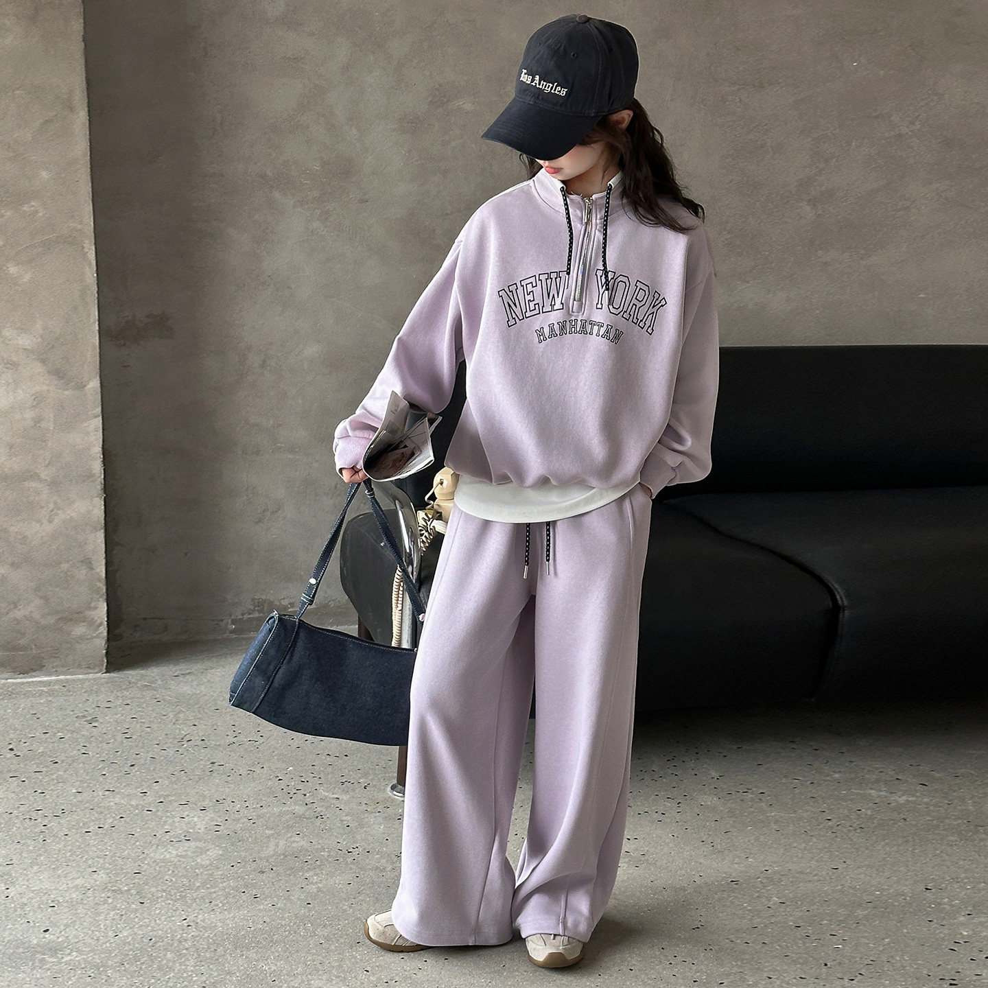 女大童假两件套装百搭小学生两件套运动女童休闲时髦春装简约韩系