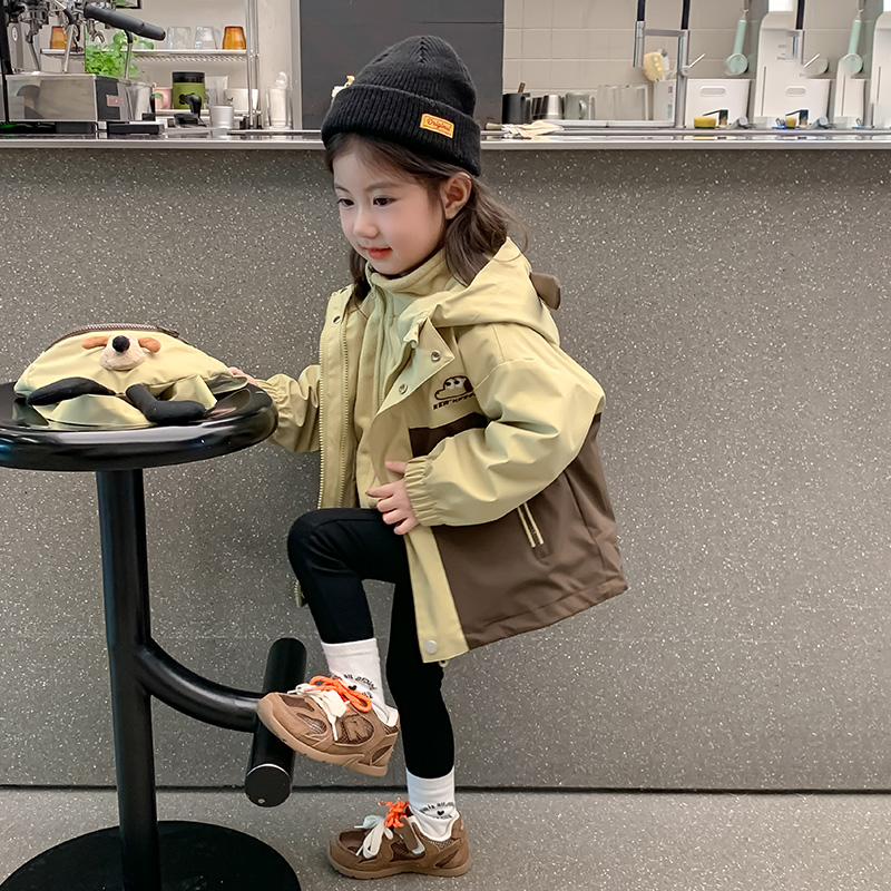 儿童卡通三合一冲锋衣深秋2025女小童可拆卸套装休闲女童外套冬装