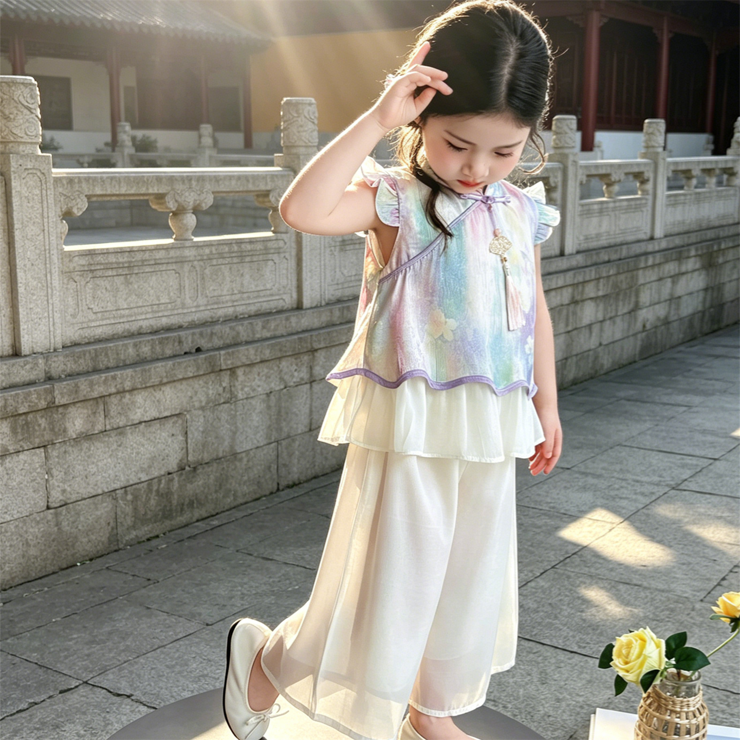 新中式夏装女宝宝洋气设计上衣潮