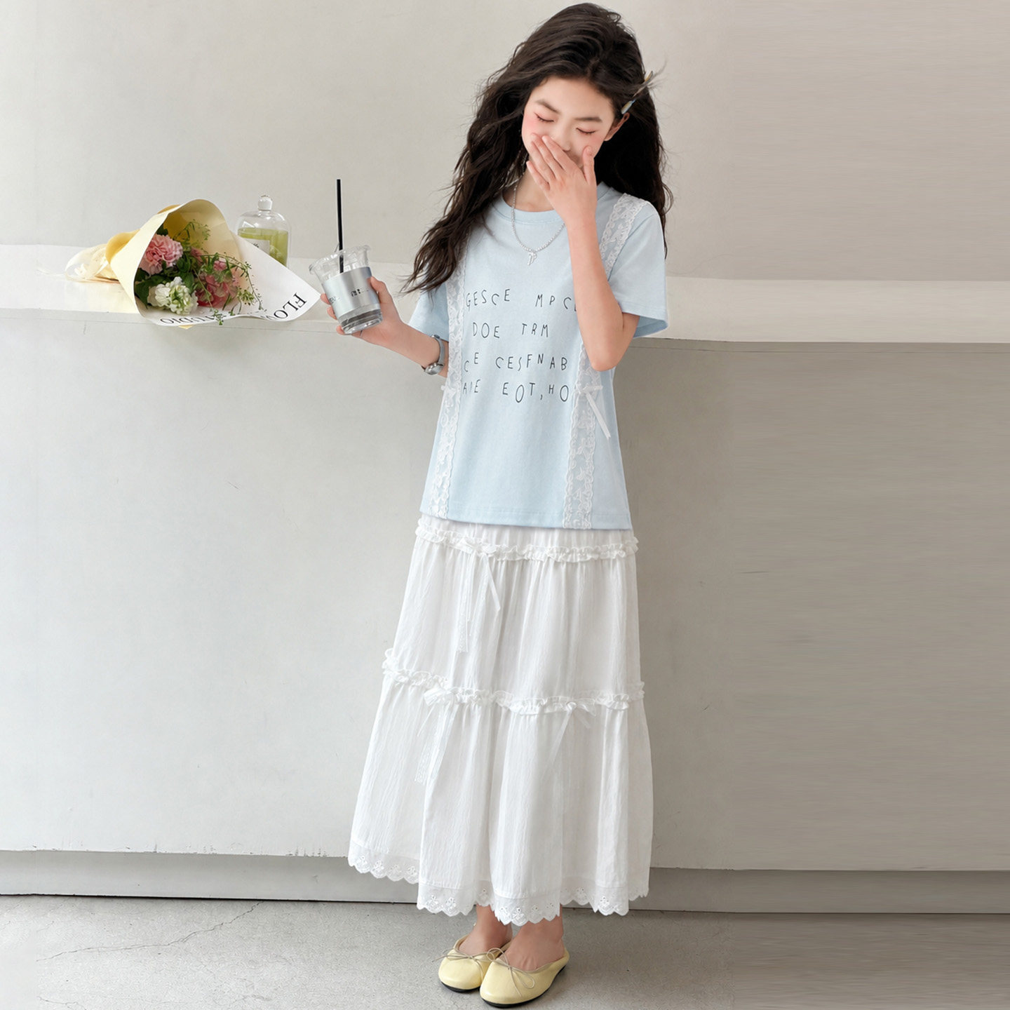 两件套韩版T恤小学生洋气夏少女