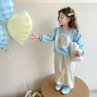 女童春装休闲2025新款套装洋气时髦儿童春秋卫衣宝宝网红两件套潮