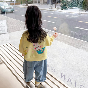 甜美外套女宝宝休闲上衣秋装 女童针织棉棒球服洋气好看小女孩开衫