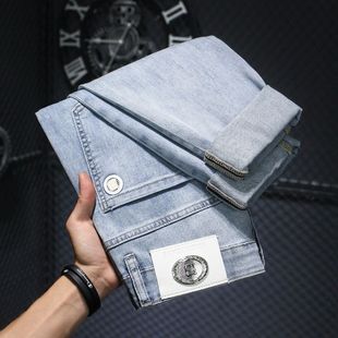 男士 九分牛仔裤 显高瘦休闲2024新款 修身 子 夏季 小脚痞帅百搭裤 薄款