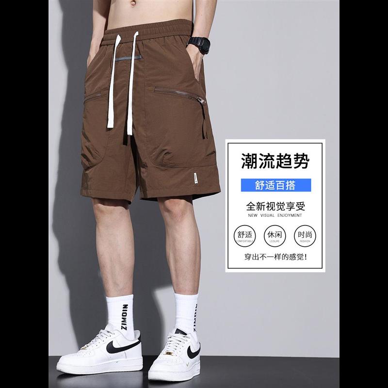 余文乐工装短裤男潮牌外穿美式运动夏季薄款冰丝男士休闲五分中裤