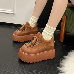 9cm松糕勃肯鞋女2025秋冬新款百搭时尚增高厚底小个子休闲板鞋
