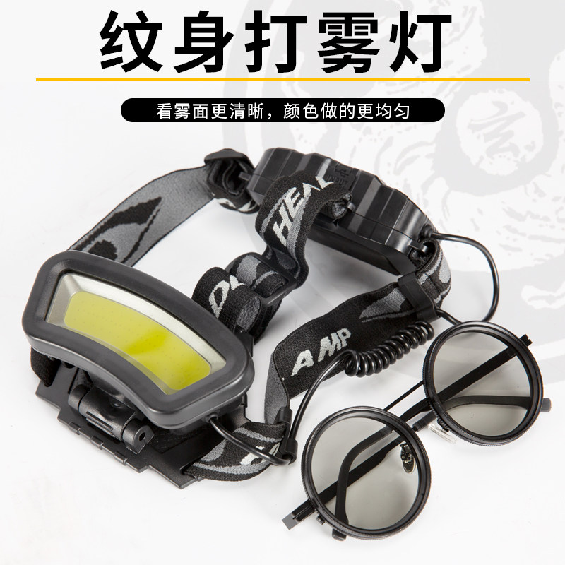 纹身打雾灯拍照神器可调眼镜去反光补光祛反偏振组合头戴工作灯