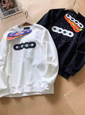 2025秋季潮流GOOD彩钻字母卫衣印花时尚情侣款百搭圆领长袖上衣潮