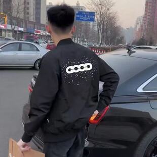 网红爆款GOOD夹克立领外套男女轻奢潮牌宽松休闲满天星烫钻上衣服