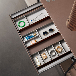 抽屉首饰收纳盒皮革轻奢手表耳钉戒指手镯项链手表高档托盘分隔盒