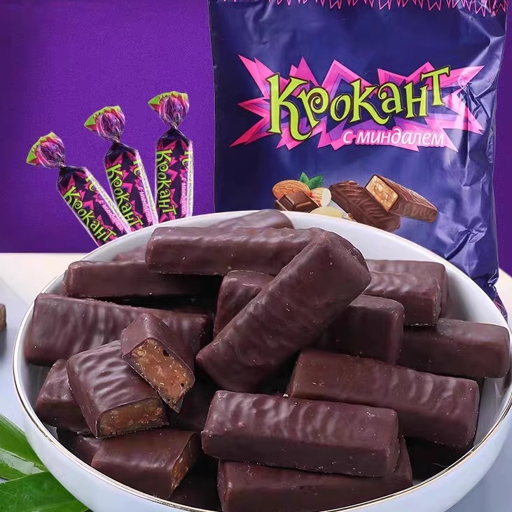 俄罗斯热卖紫皮杏仁糖休闲食品香甜可口营养袋装聚会节日婚庆礼品