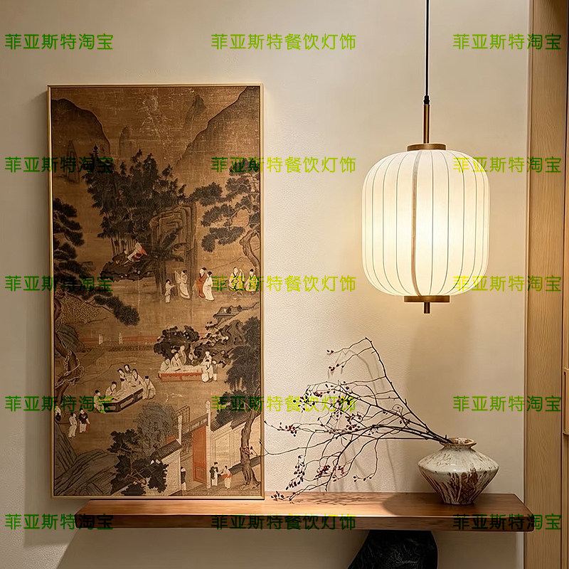 现代简约圆形布艺灯笼吊灯