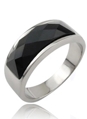 黑玛瑙戒指男士单身尾戒女银指环