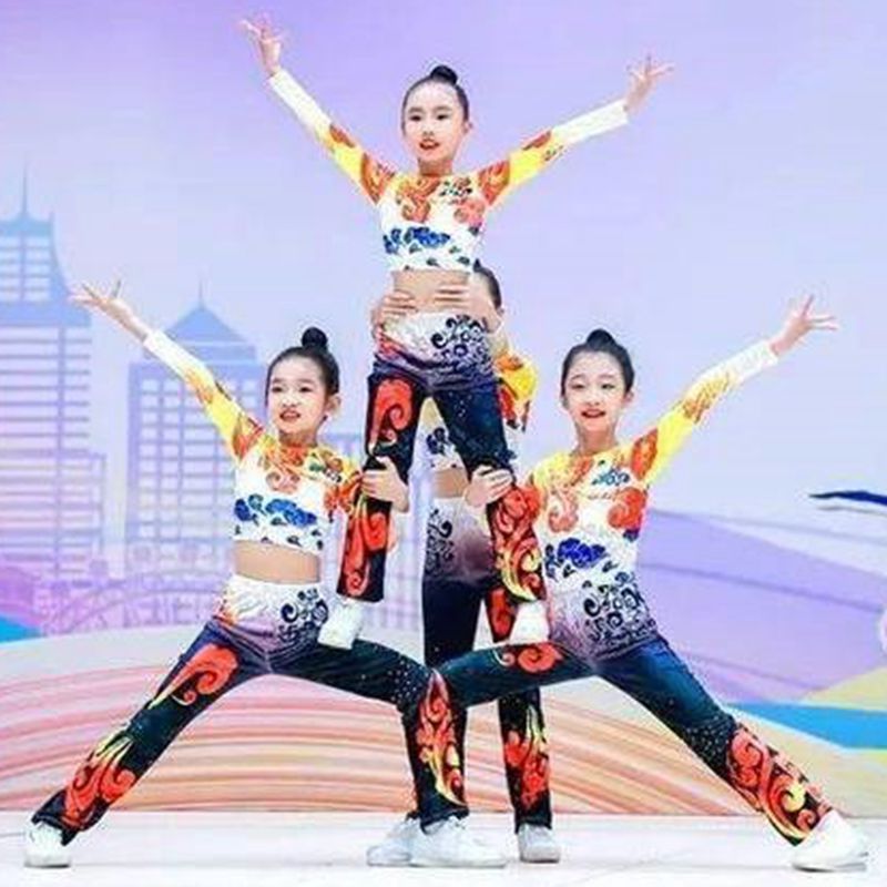 啦啦操服装女童长袖演出服