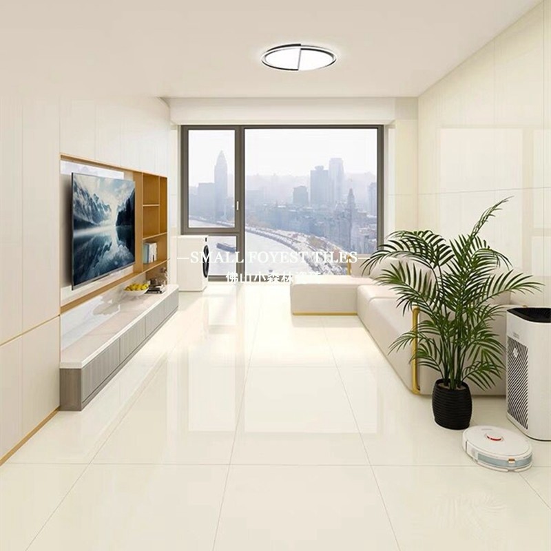 亮光奶白色客厅地砖800x800奶油黄素色微水泥卫生间瓷砖600x1200