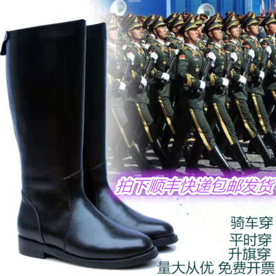 仪仗队英伦风加棉高筒靴