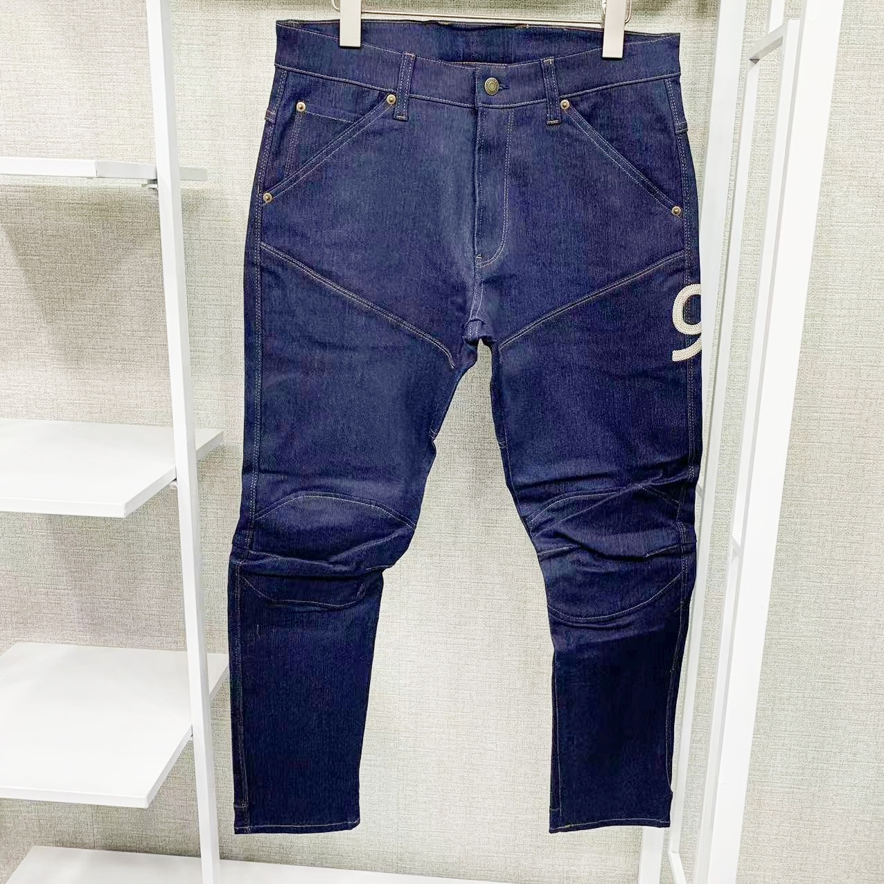 E79原色养牛机车立体裁剪牛仔裤