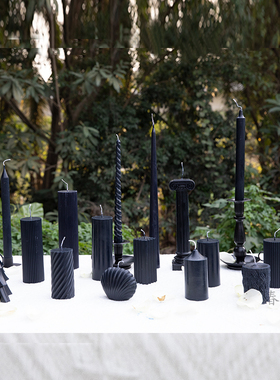 复古黑色仪式小众无烟香薰蜡烛高级浪漫情调装饰烛光道具烛台摆件