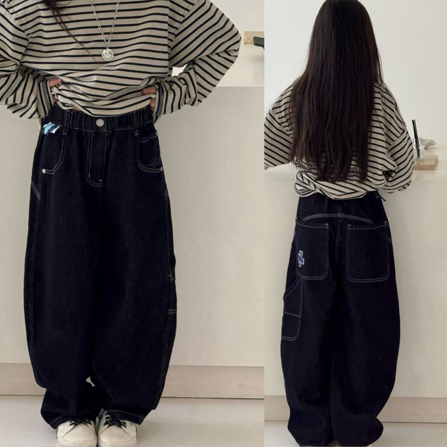 男女中大童哈伦裤儿童弯刀宽松